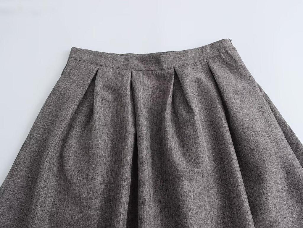 2024 Women's A-Line Pleated High Waist Mid-Length Skirt