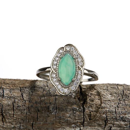 Xiaohongshu Recommends Retro Mintufeng Colored Treasure Ring S925 Inlaid With Natural Garnet Australian Jade Ring For Women