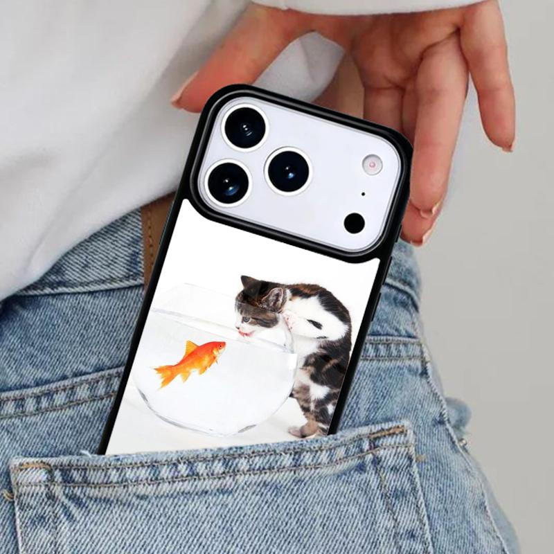 Cat And Goldfish Phone Case for iPhone 16e 15 14 13 12 17 Pro Max Plus Air 17pro Cover Coque