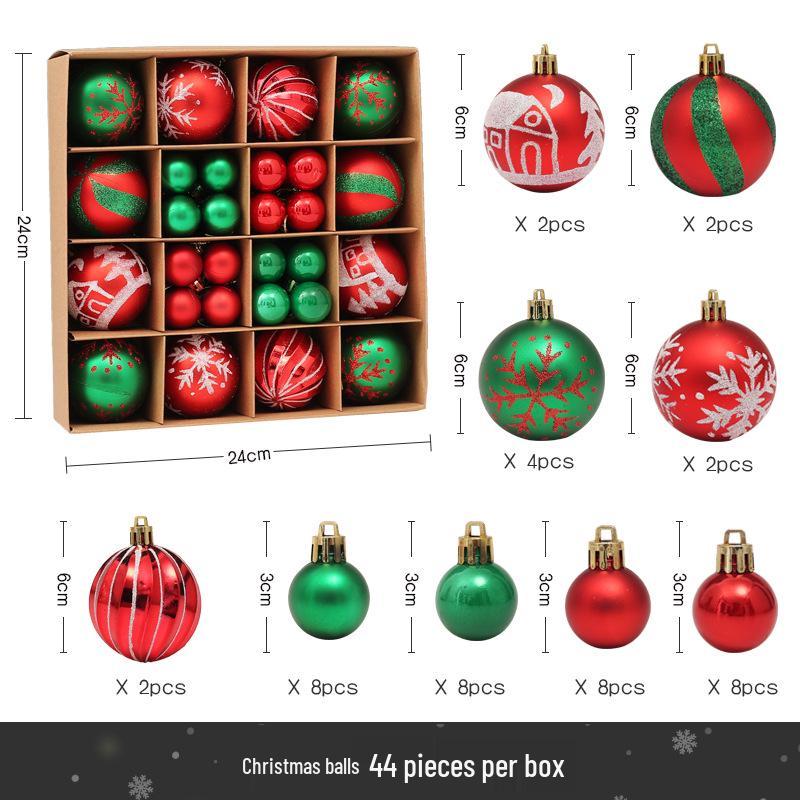 42-teiliges Weihnachtsbaumschmuck-Set: Handbemalte Kugeln (3cm/6cm) zur Baumdekoration & Geschenke