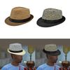 Straw British Style Straw Fedora Hat Straw Hat Straw Beach Hat Panama Fedora Hat Tropical Printed for Vacation