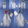Kids Party Headwear Bridal Veil Lightweight Breathable White Tulle Headband with Bows Flowers Decor Children Versatile Hair Accessory