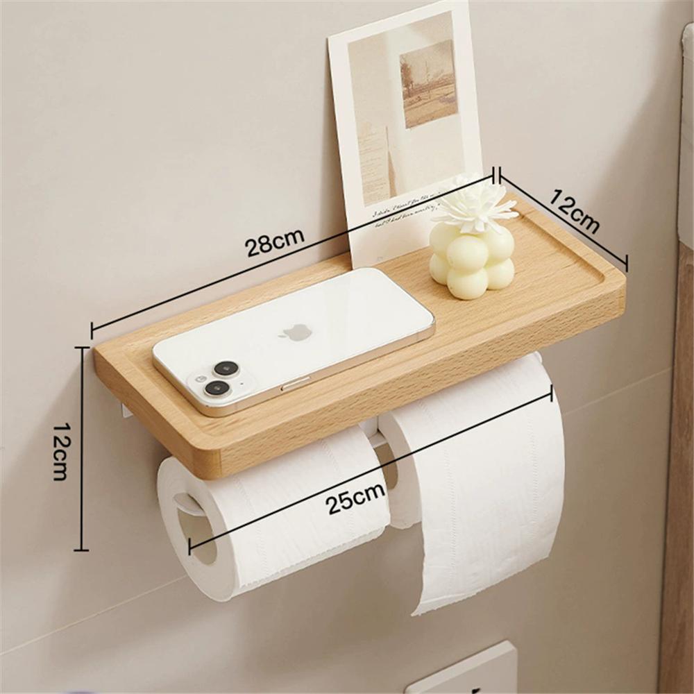 Walnut Aluminum Bathroom Paper Holder with Shelf Bathroom Paperroll Holder Wall Mount Tissue Rack Toilet Paper Holder Tissue Box