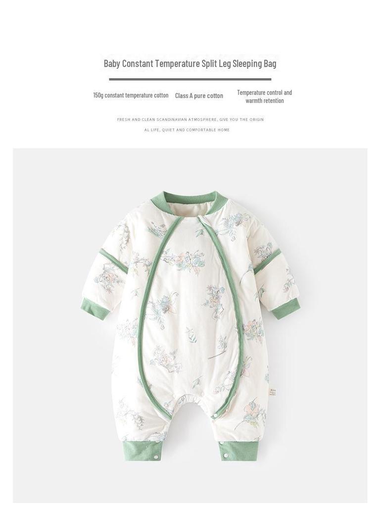 Newborn Anti-Kick Split Leg Sleeping Bag - Thick, Padded, and Zippered for Autumn and Winter