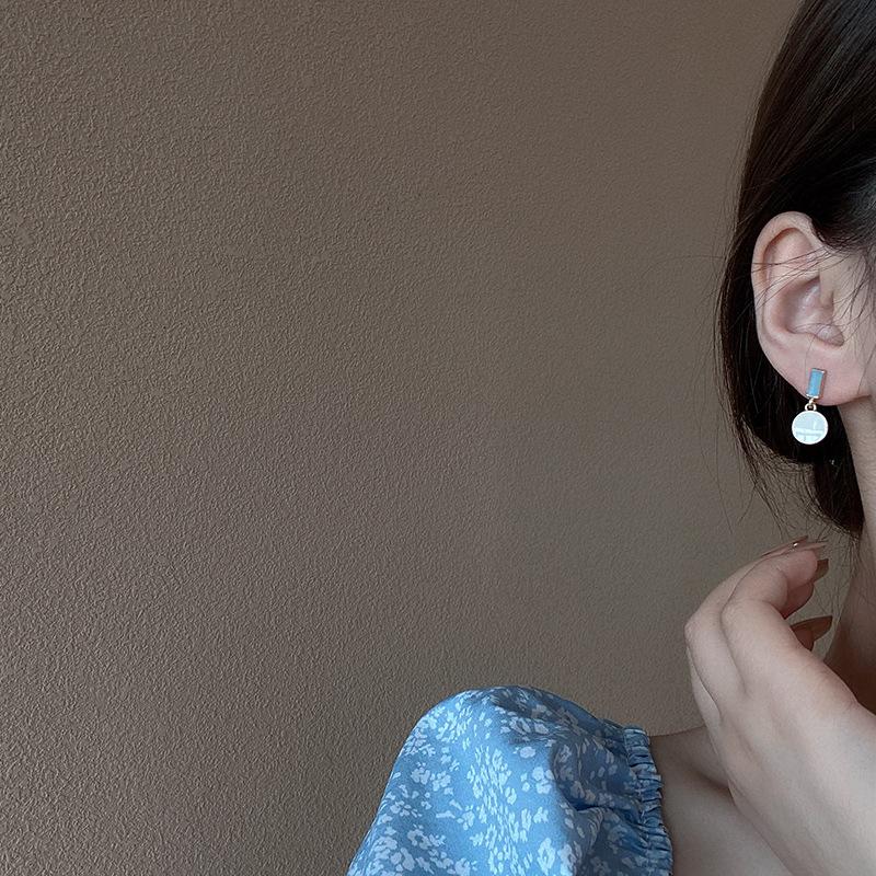New Korean Enamel Women Small Earrings Tiny Round Pendants Dangle Earrings for Female Morandi Sweet Party Ear Jewelry
