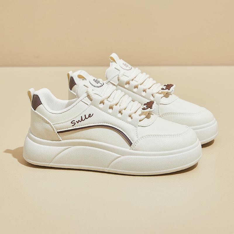 Spring White Shoes New Style of Female Students' Thick-soled High-rise Sports Shoes Casual Street Shot
