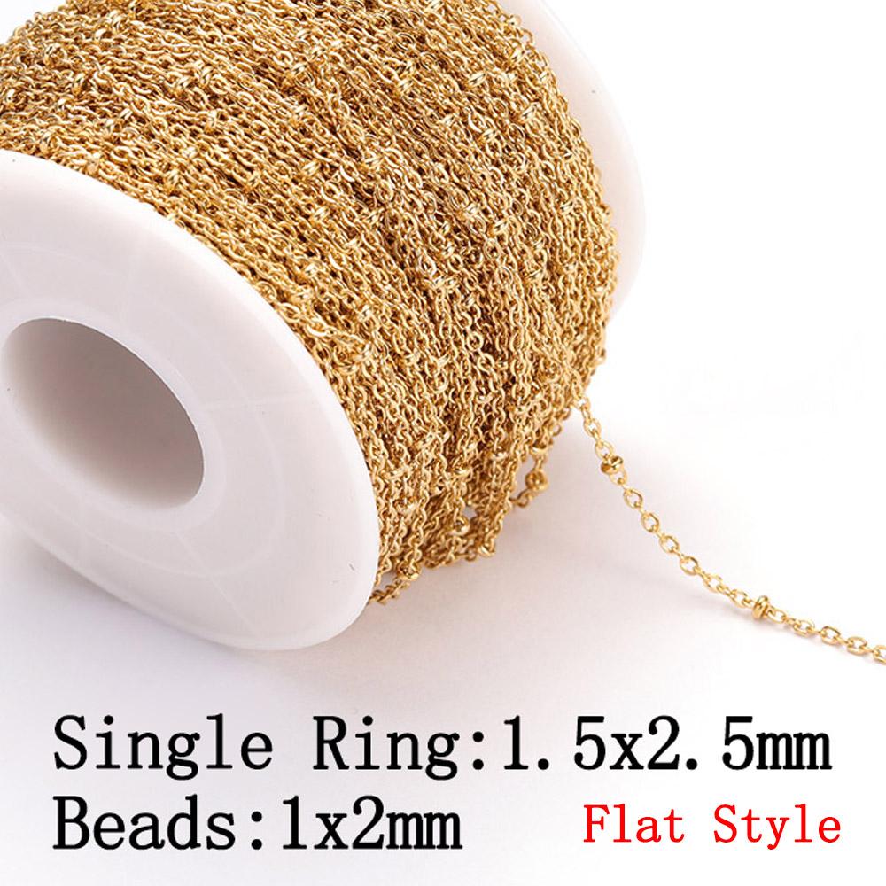 2Meters Stainless Steel Beaded Cable Link Clip Gold Beads Ball Chain DIY Anklet Necklaces Bracelet Jewelry Making Wholesale