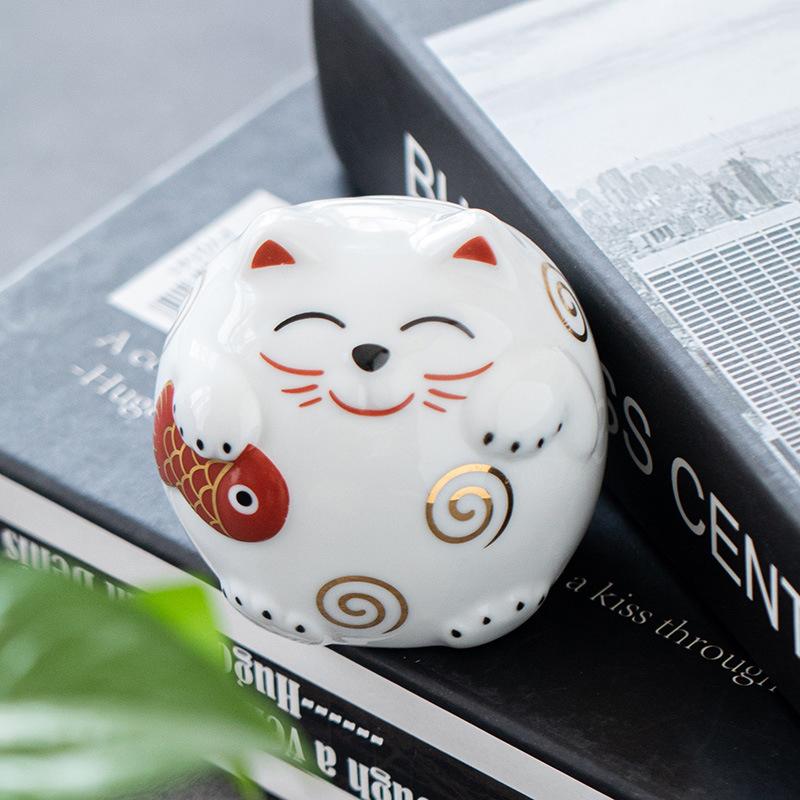 Ceramic Lucky Cat Piggy Bank Saving Coin Box Save Money Box Fortune Cat Ornament Statue Figurine Feng Shui Craft Home Decor
