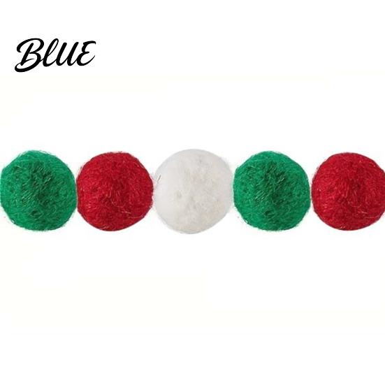Hanging Festive Ornament 78.8 Inch Christmas Pom Garland, Red Green White 20/30 Pompom Wall Window Balls Garland Ornaments for Xmas Tree, Fireplace,