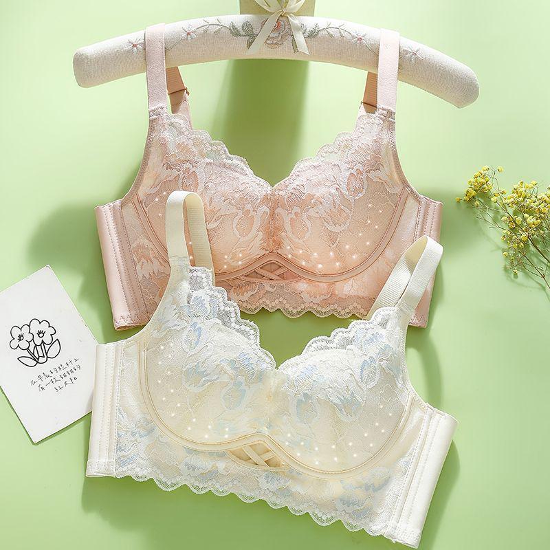European & American Style Wireless Push-Up Lace Bra with Side Support - Comfortable & Breathable Women's Underwear