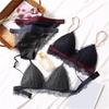 High Quality Women Ultra-thin Bralette Wire Free Breathable Bra Set Sexy Lace Soft Cup Bras Triangle Cup Underwear Sets
