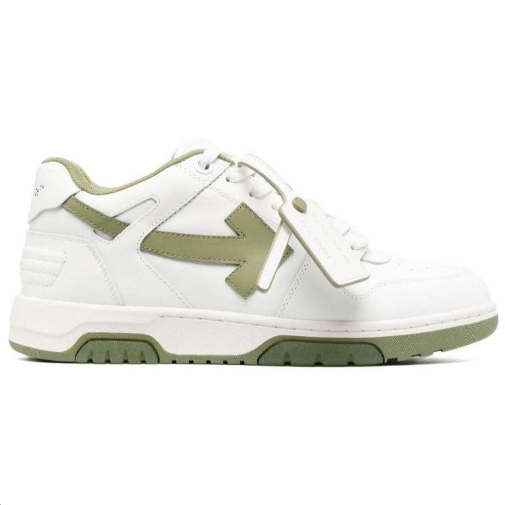 Off-White Out Of Office Leather Sneakers 'White Olive Green' Men's OMIA189F23LEA0020153
