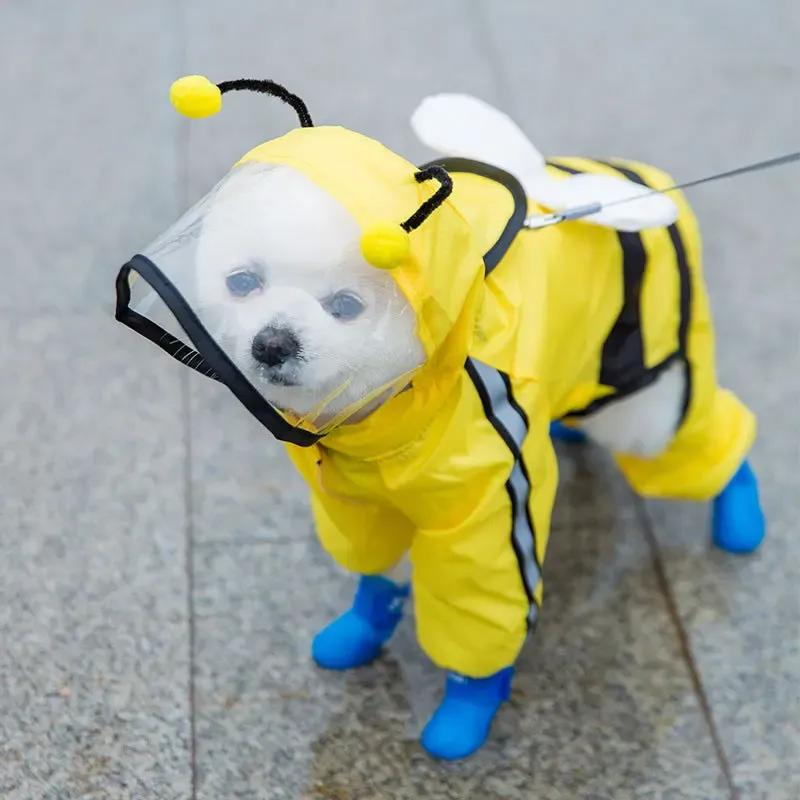 Puppy Dog Raincoat Four-legged Waterproof All-inclusive Teddy Poncho Rain Clothes Small Medium-sized Dogs Raincoat Pet Supplies