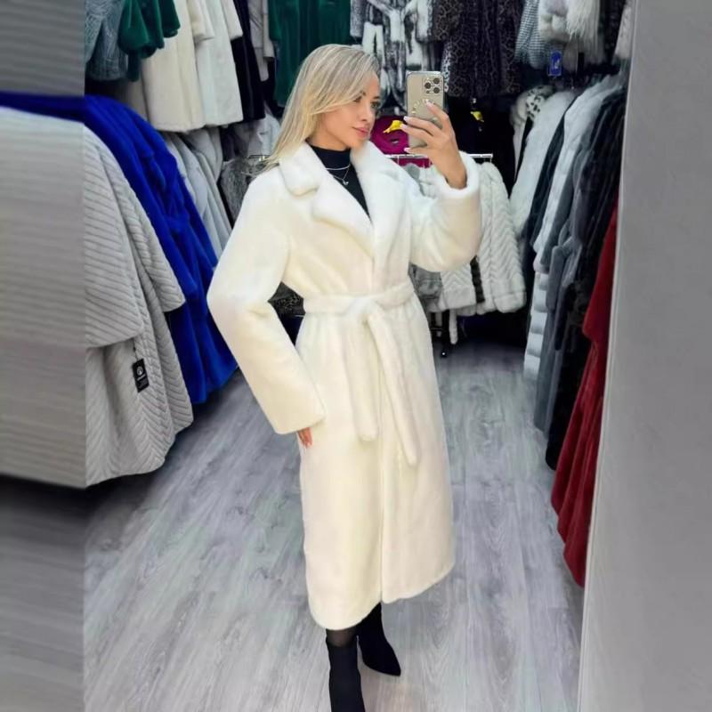 Womens Winter Faux Fur Coat Long Fluffy Warm Rabbit Jacket Daily Wear