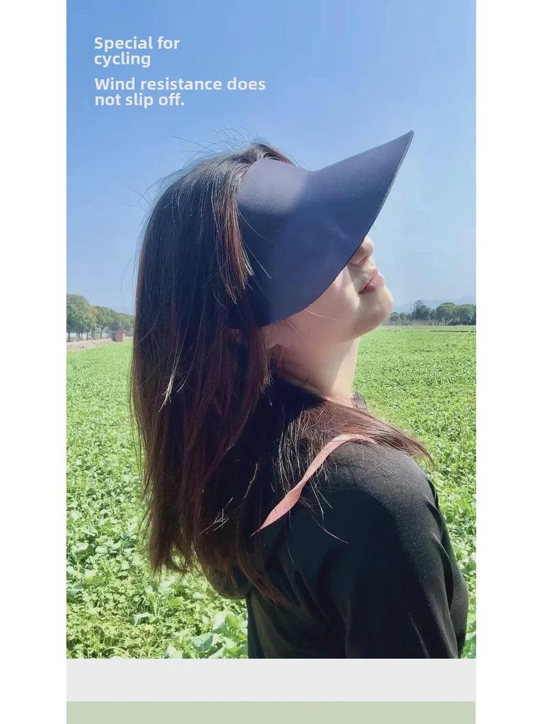 Women's Seamless Sun Protection Hat: Large Brim, Hollow Top for Cycling In Spring and Summer