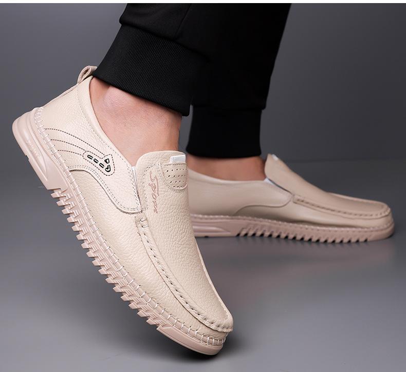 Fashion Men's Slip-on Casual Leather Shoes with Beef Soles Fashion Casual Solid Color Loafers Male Spring Autumn Designer Shoes Man