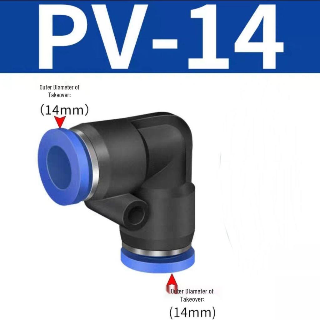 Pneumatic Quick Connect Right Angle 90° Elbow Hose Coupling PV-4/6/8/10/12/14/16