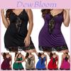 Luxurious Floral Lace Deep V-neck Babydoll Nightwear Set For Women