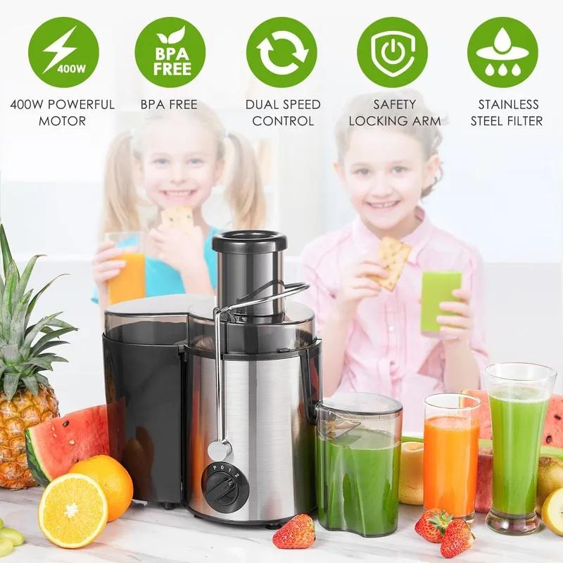 Ultra Power Centrifugal Juicer Machine Feed Fruit Vegetable Extractor 400W Dual Speed Control 304 Stainless Filter Blade 1600ml