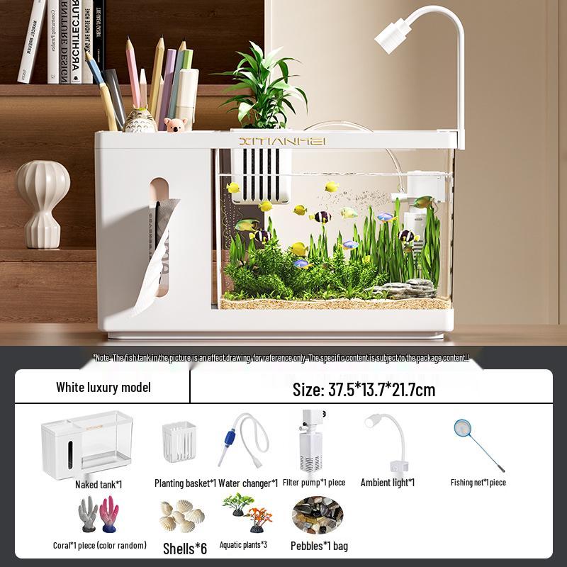 Multifunctional Ecological Aquarium: Creative Desktop Fish Tank Tissue Box for Living Room Landscaping
