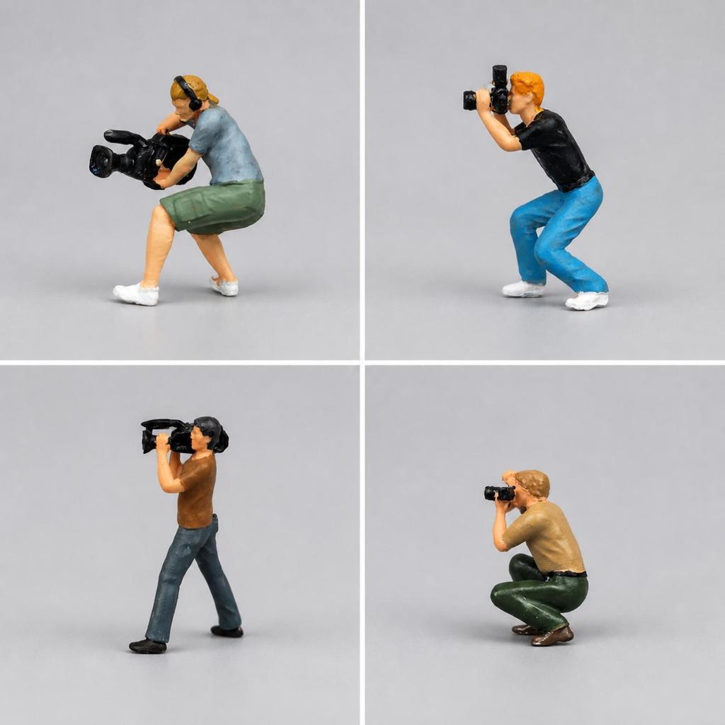 1:64 Scale Photographer Figure with Camera Hand Painted