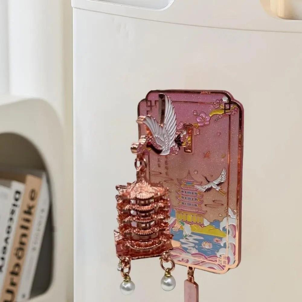 Metal LED Fridge Magnet Light Up Refrigerator Sticker  Souvenir of Yellow Crane Tower