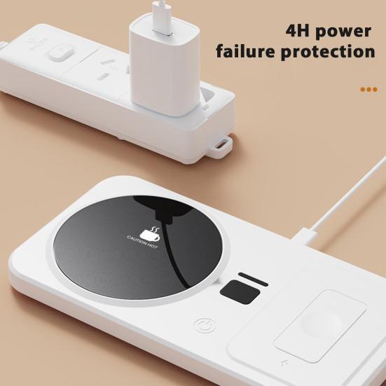 Kaffekoppvarmer med trådløs lader 3 justerbare temperaturinnstillinger Automatisk avstenging Drikkebrikke Smart koppvarmer for iPhone Øretelefon Klokke