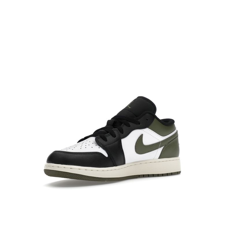 Air Jordan 1 Low GS Black Toe Medium Olive Kids Sneakers Green White 553560-092