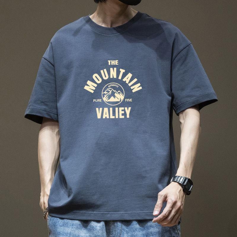 Camiseta de Algodón de Manga Corta Moda Todo Combinable Transpirable Verano Camiseta Deportiva Hombre Top