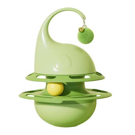 

Interactive Tumbler Cat Toy Funny Puzzle Cat Food Dispenser with Fluffy Ball