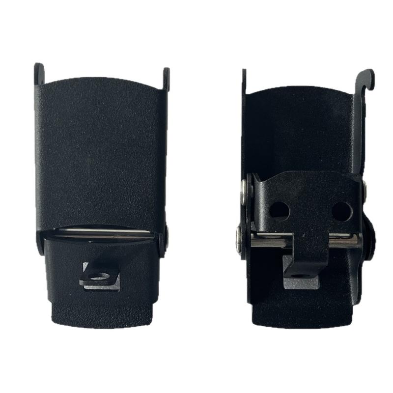Hinged Roof Rack Installation Fastener Clasp with Stainless Steel Construction and Distinct Attachment Points for Securing Connection Hardware