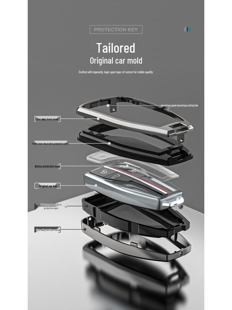 Premium Metal Key Case for Hongqi H5, H7, HS5, HS7 - Luxury Car Remote Holder with Buckle