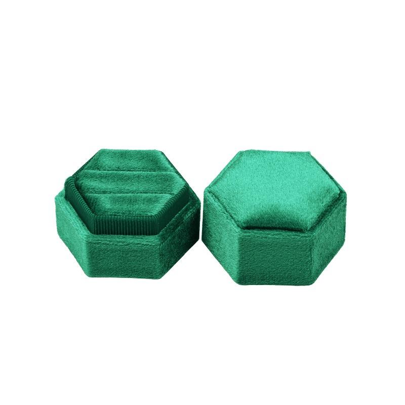 Velvet Ring Box, Hexagon 3 Slots Triple Slot Ring Box, Wedding Day Ring Box For Wedding Ceremony Wedding Ring Holder Ring Box