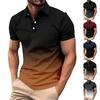 Gradient Color Summer Short Sleeved Lapel Button Men's Casual Top