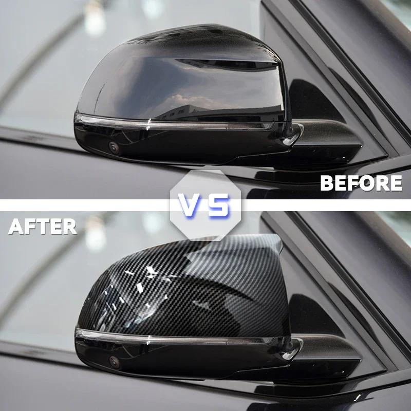 Car Side Rearview Mirror Caps CAP High-class Horn for BMW X3 G01 X4 G02 X5 G05 2018-2025 Black Accessories M3 Style Mirror Cover