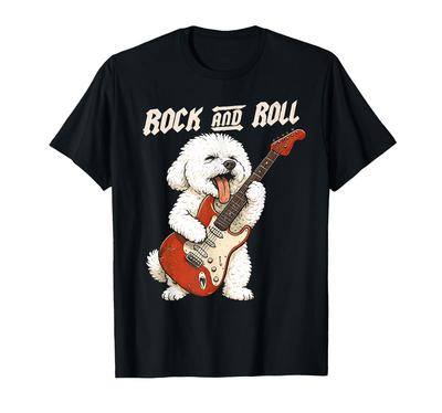 Bichon Frise Guitar Playing Rock and Roll Dog Lover T-Shirt