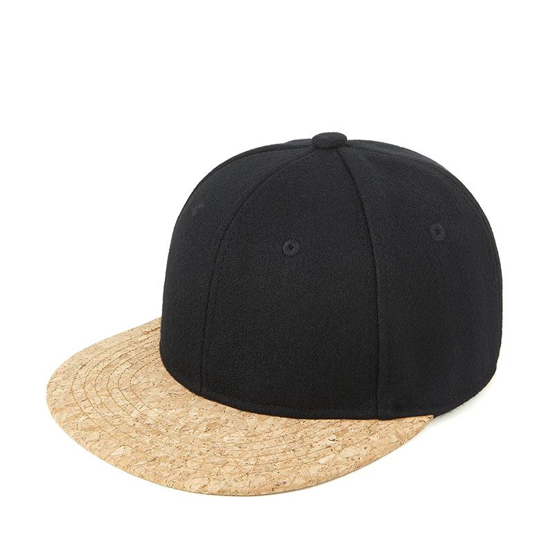 

Spring and summer new trendy fashion warm wood grain wool hip hop hat men and women street dance flat edge hat чорний
