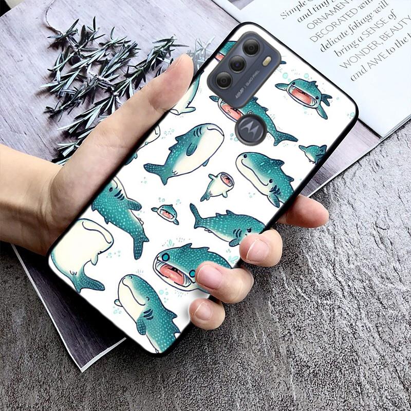 Whale Shark fisch Telefon Fall für Motorola Moto E7 Plus E32 E20 E40 Rand 20 Lite G22 G52 G20 G30 G100 G60 g50 G10 G Pure G Stylus