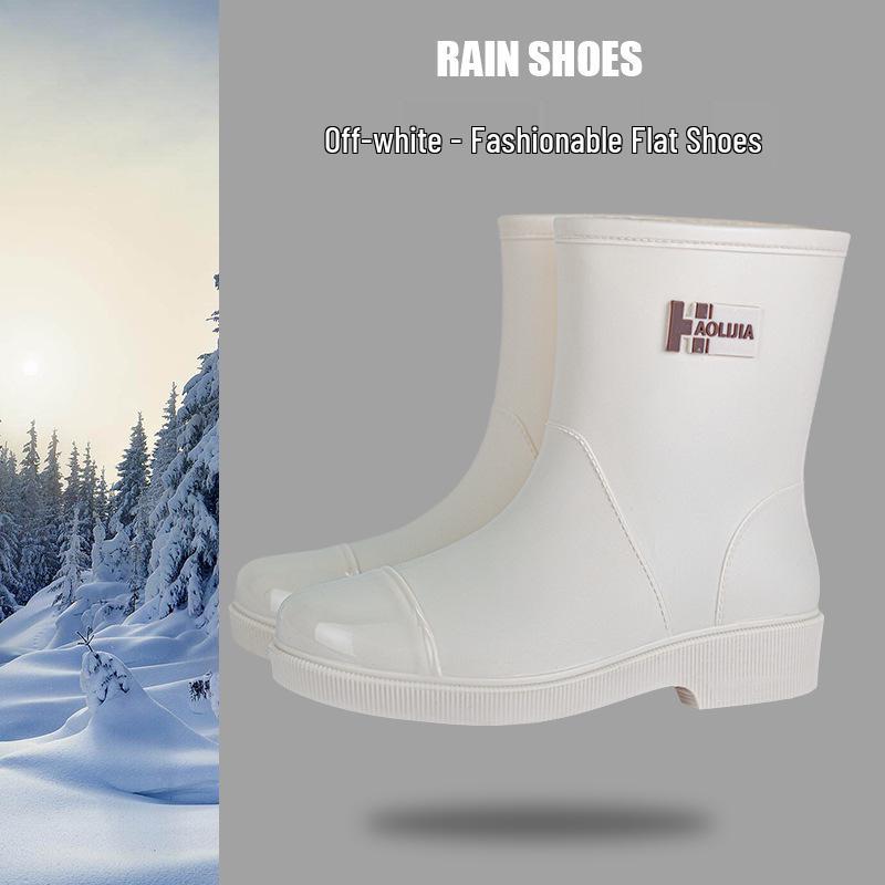 Women's Eco-friendly Mid-Calf PVC Rain Boots - Non-slip Rubber for Outdoor & Kitchen Use.