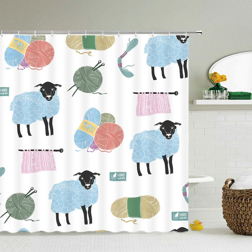 Funny Animal Print Shower Curtain Cute Cartoon Animal Bath Curtain For Bathroom Bathtub Bathing Cover Shower Curtains Home Decor