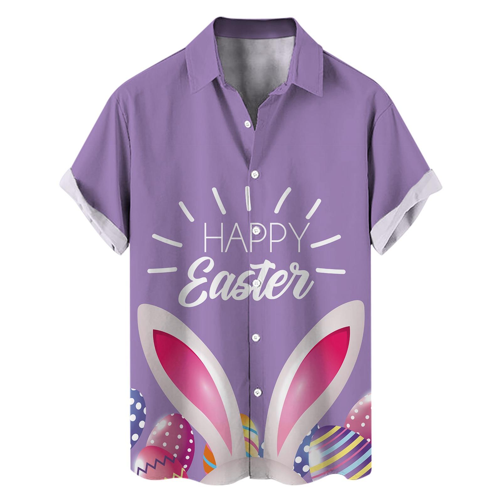 Fashion human Nieuw shirt Pasen elementen 3D digitale print heren losse trend korte mouw shirt XXXL