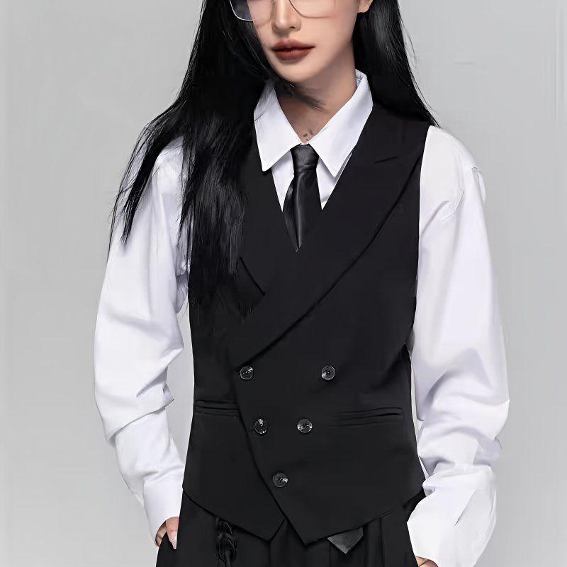Men's and Women's Casual Suits with A Lapel Collar Business Vest British Style Lapel Collar Slim Fit Vest Jacket