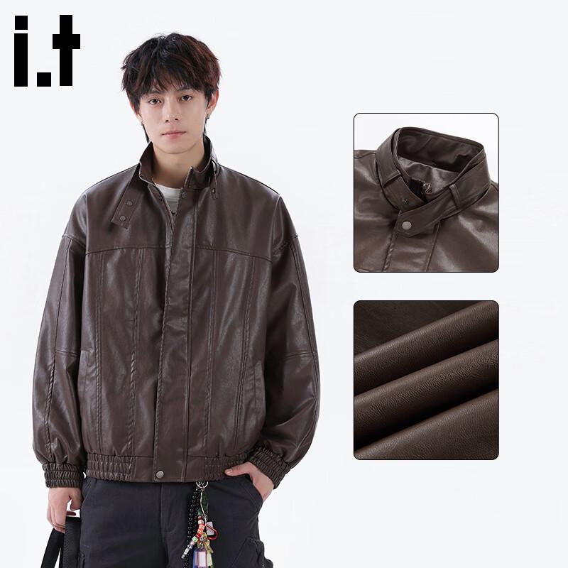:Мужская ретро куртка из искусственной кожи с лацканами CHOCOOLATEit 4XL