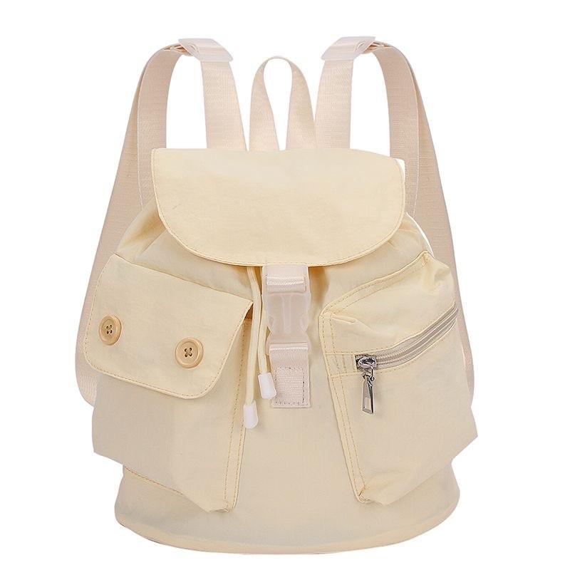 College Style Nylon Student Backpack With Drawstring Closure For Daily Use