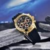 AKNIGHT Men's Quartz Chronograph Watch Black Silicone Strap Luminous Analog Date Sport Watch