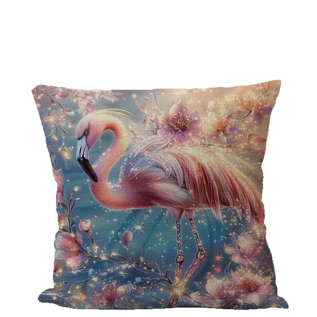 Flamingo Series Throw Pillow Covers With Digital Printing Of Short Plush Fabric Car-Shaped Sofa Cushion For Office Home Decor
