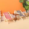 1:12 Mini Wooden Beach Chair Miniatures Home Scene Furnishings Emulational Furniture Model Dollhouse Home Decoration Play House