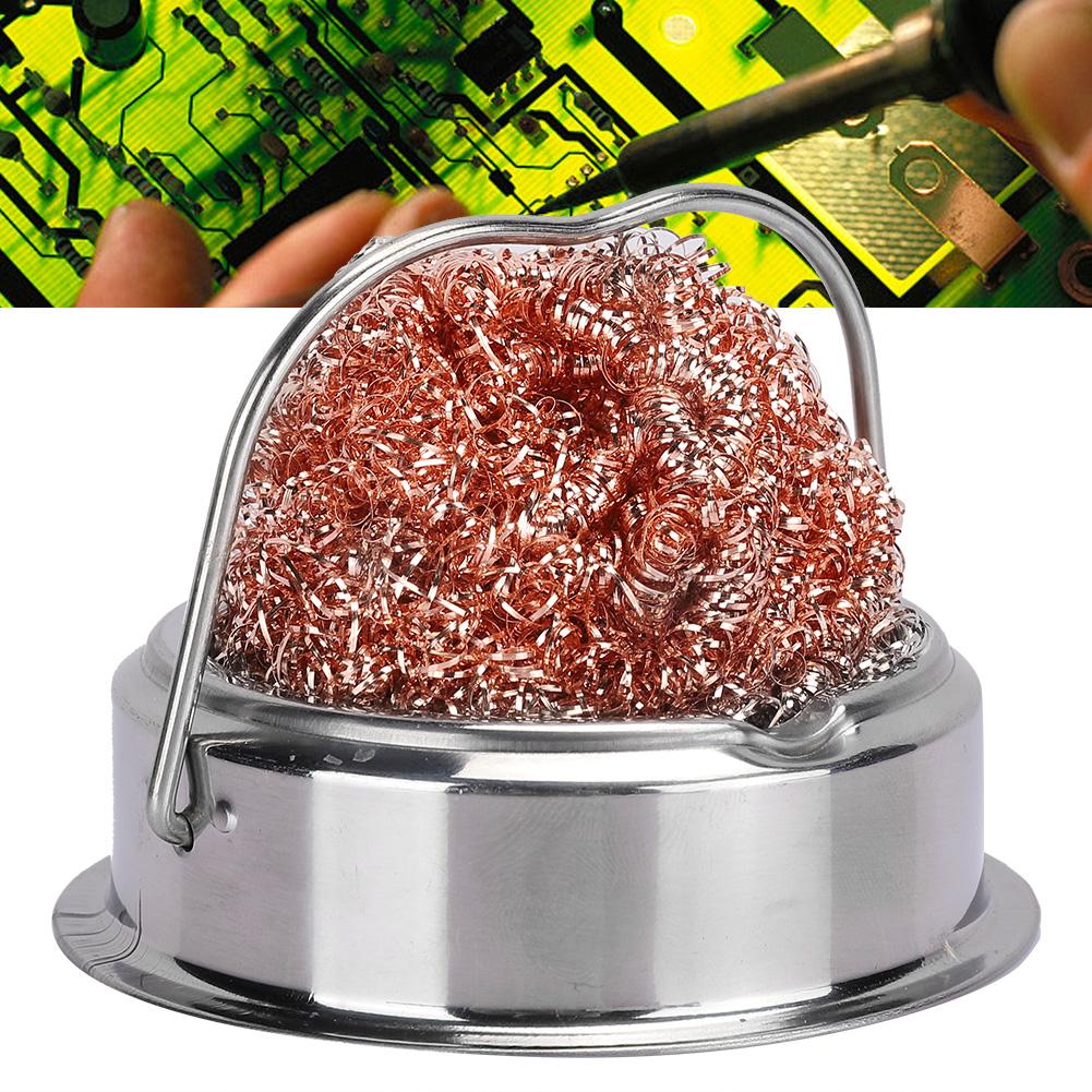 Soldering Iron Tip Cleaner Welding Nozzle Cleaner Stainless Steel Wire Balls with Base