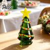 Unique Birthday Presents Glass Christmas Tree Figurine, Rotating Desk Ornament for Car Home, Stained Art Glazed Dashboard Decor & Gift Holiday Season