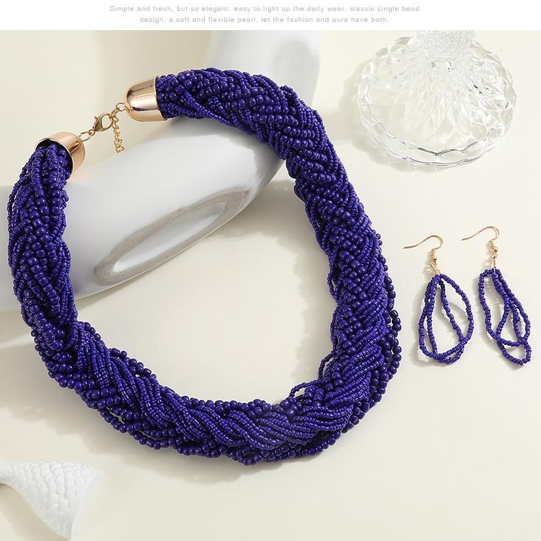 Bohemian Colorful Beads Multilayer Necklace Women Choker Chain Statement Jewelry Accessory